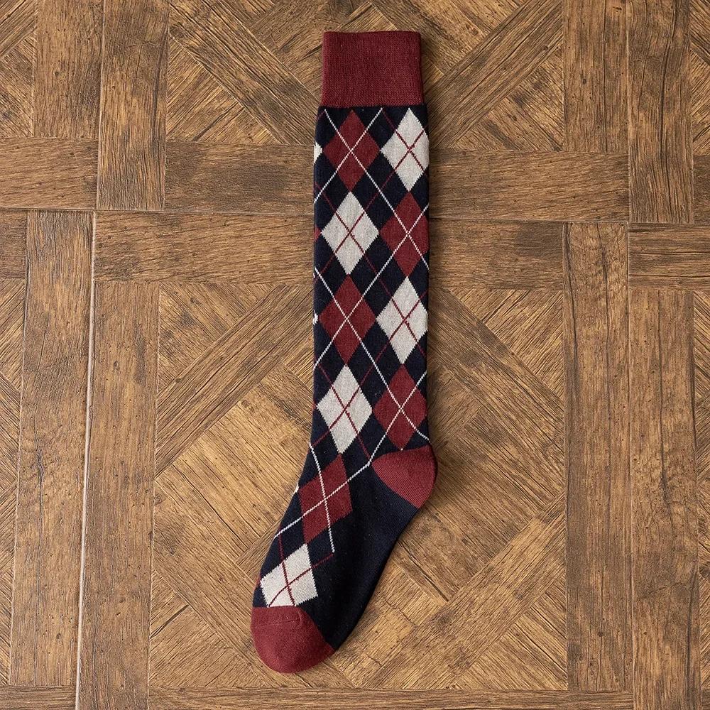 Fashion Plaid Women Stockings Long Socks Stockings Women College Style Knitted Cotton Knee Socks Stockings Japanese School Girls