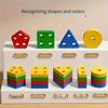 Toy Made of Wooden Stacking Blocks,Game for Sorting Shapes with Color And Shape Matching,Enhance Fine Motor Skills, Safe For, an Educational Puzzle