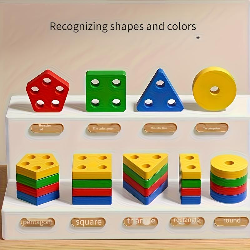 Toy Made of Wooden Stacking Blocks,Game for Sorting Shapes with Color And Shape Matching,Enhance Fine Motor Skills, Safe For, an Educational Puzzle