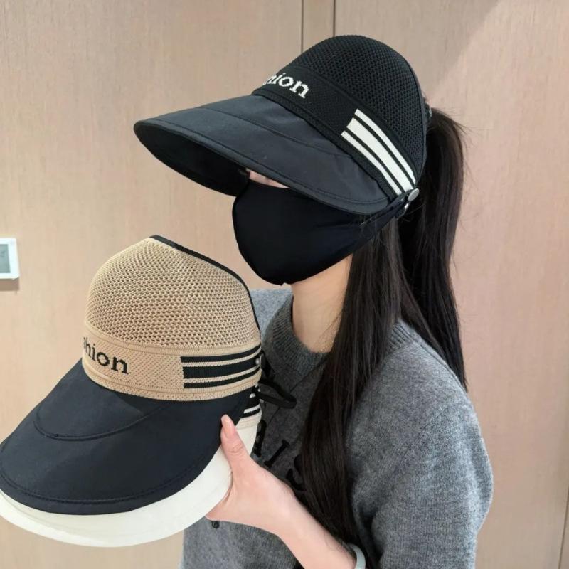 Hat Women's cap Empty top sun protection visor Big head circumference Small ponytail Internet celebrity Outdoor lady