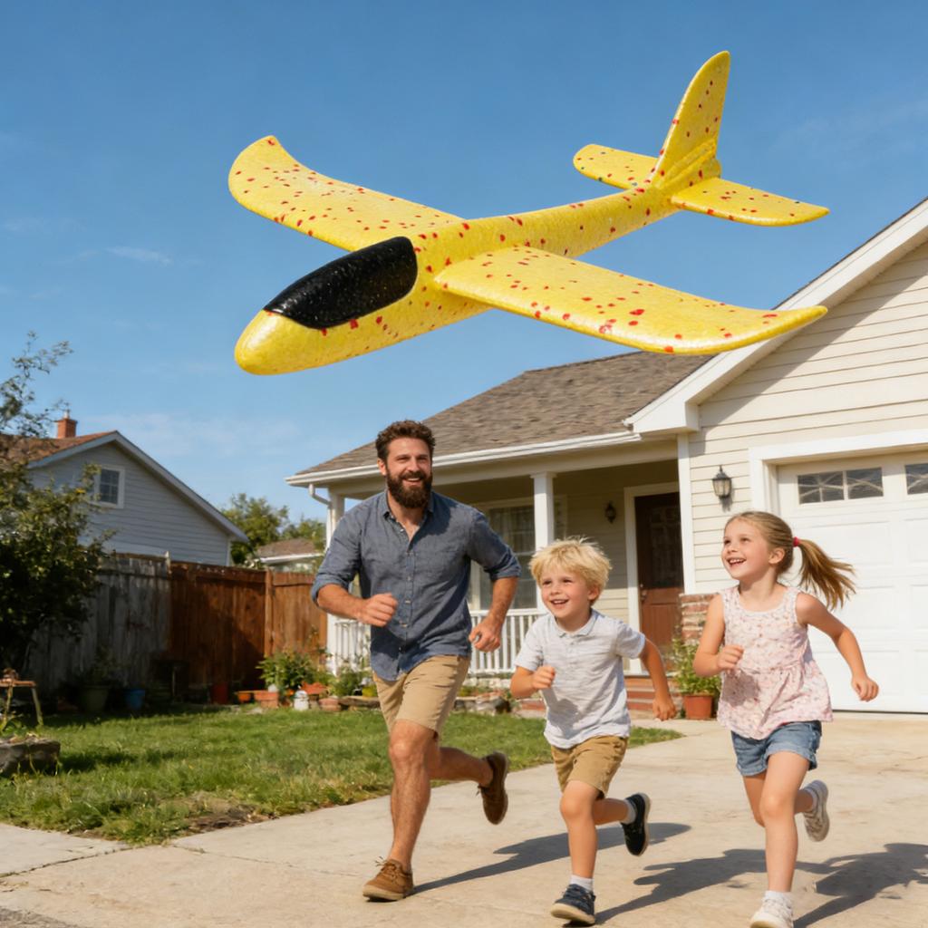Hand- Foam Airplane, Stunt Glider, Children's Toy, Large Size (48cm, No Light).