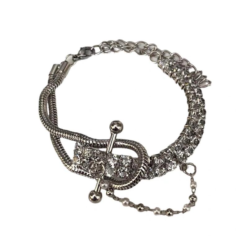 Shiny Choker For Women Luxury Delicate Punk Splicing Chain Necklace Bracelet Temperament Collars Buckle Shape Jewelry