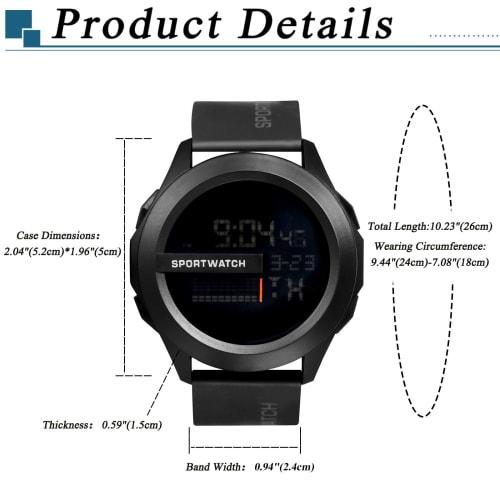 Men's Silicone Waterproof Digital Watch with LED Alarm, Day of the Week Calendar, and Stopwatch, a Simple and Stylish Quartz Watch - a Perfect Gift fo