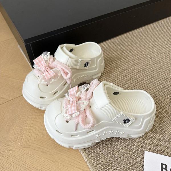 Fashion Butterfly-Knot Slippers Women Summer Cover Toe Slides Soft Butterfly-knot Sweet Butterfly-Knot Cover Toe Slippers Women Summer S