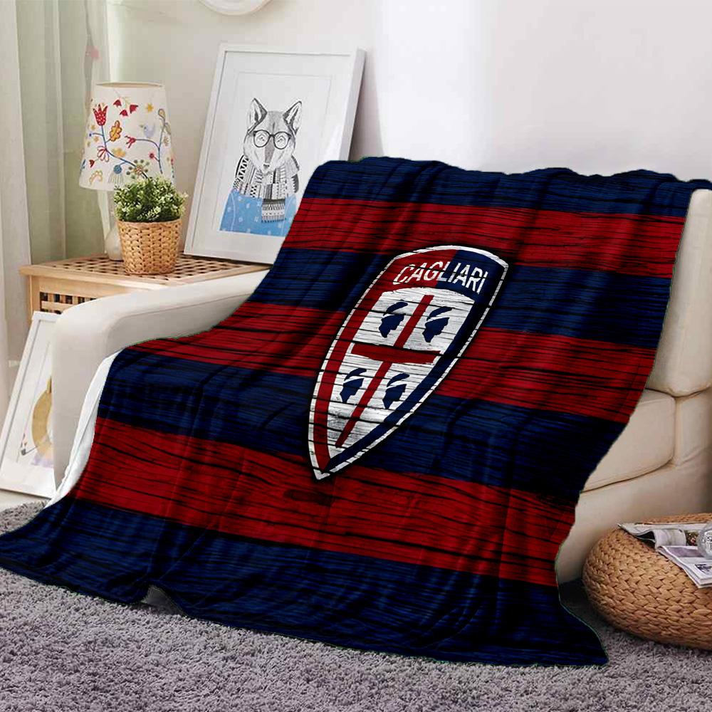 Cagliari Fußball Club Wappen Flanelldecke, Weiches Polyester, Modernes Design, Ganzjahres für Camping, Reisen, Geschenke für Feiertage oder Geburtstage