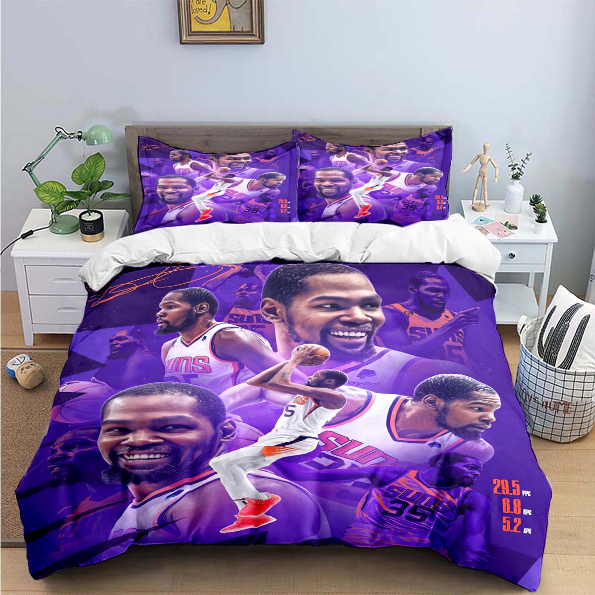 Fashion Basketball Star K-Kevin D-Durant Pattern Bedding Sets Bed Supplies Set Duvet Cover Comforter Set Bedding Set Luxury Gift 135x200cm