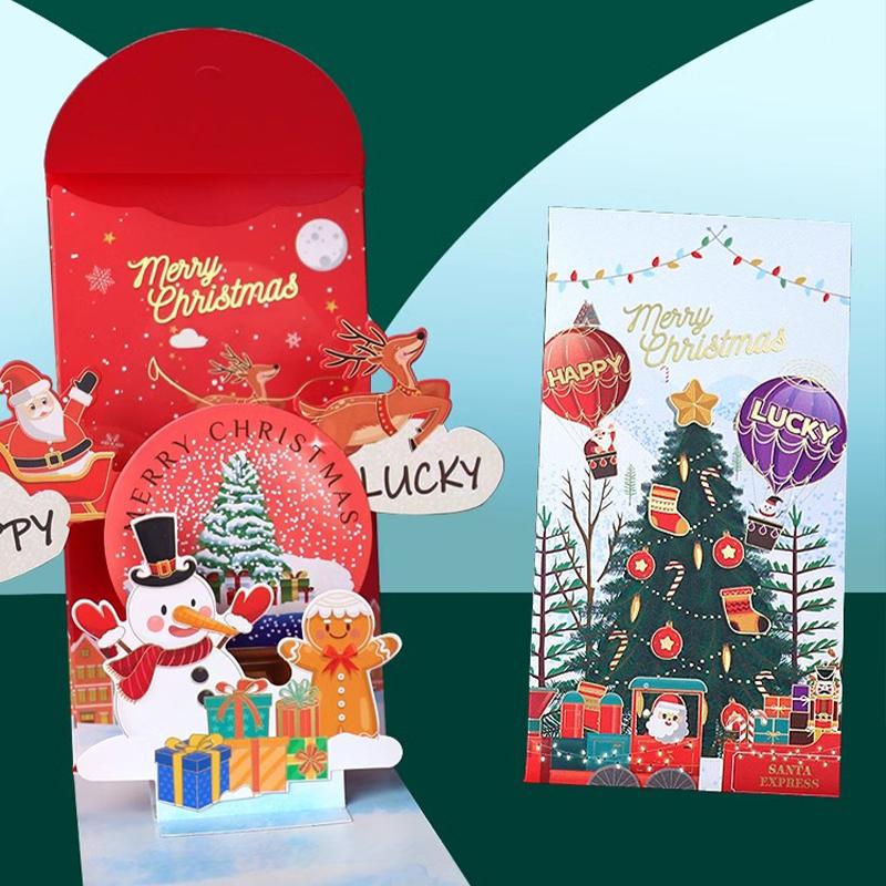 Chinese Red Envelopes Creative 3D Pop Up Lucky Money Pocket Hong Bao Chinese New Year Red Packet for Spring Festival Wedding