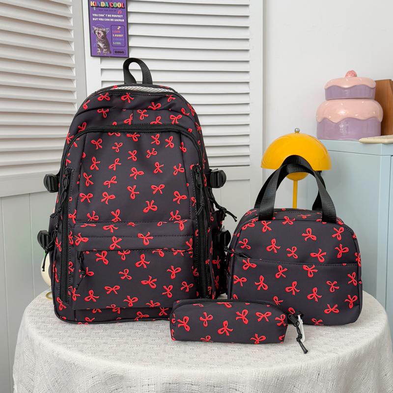 Set Zaino Floreale con Fiocco a 3 Pezzi, Zaino Grande Leggero Impermeabile per Studenti