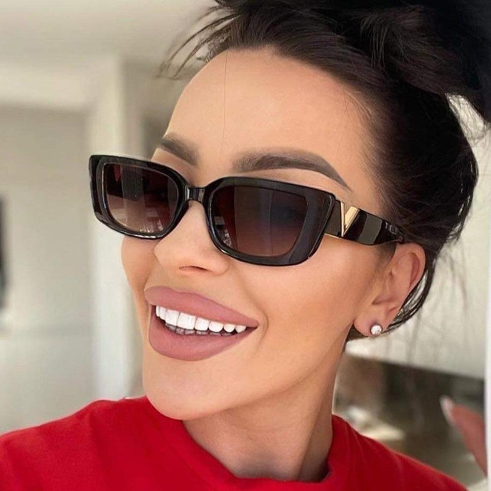 Unisex Square Sun Glasses with V-shaped Foots Fashion Outdoor Sunshade for Women Men