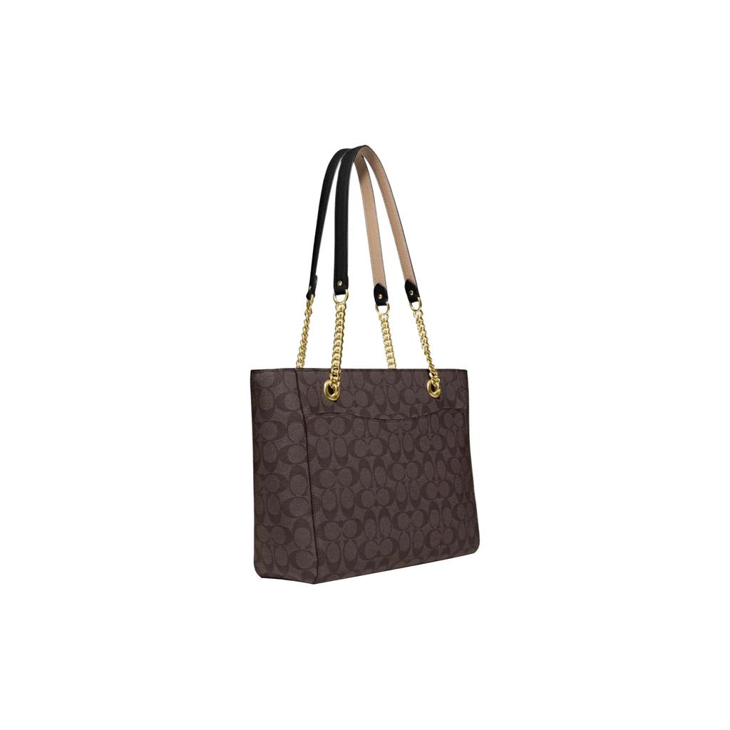 Coach Cammie 32 Classic Monogram Print Zipper Tote Bag Women Tote Bags Brown Black C8148-IMAA8