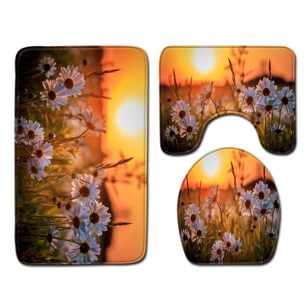 Landscape Bathroom Floor Mat Toilet Three-Piece Set