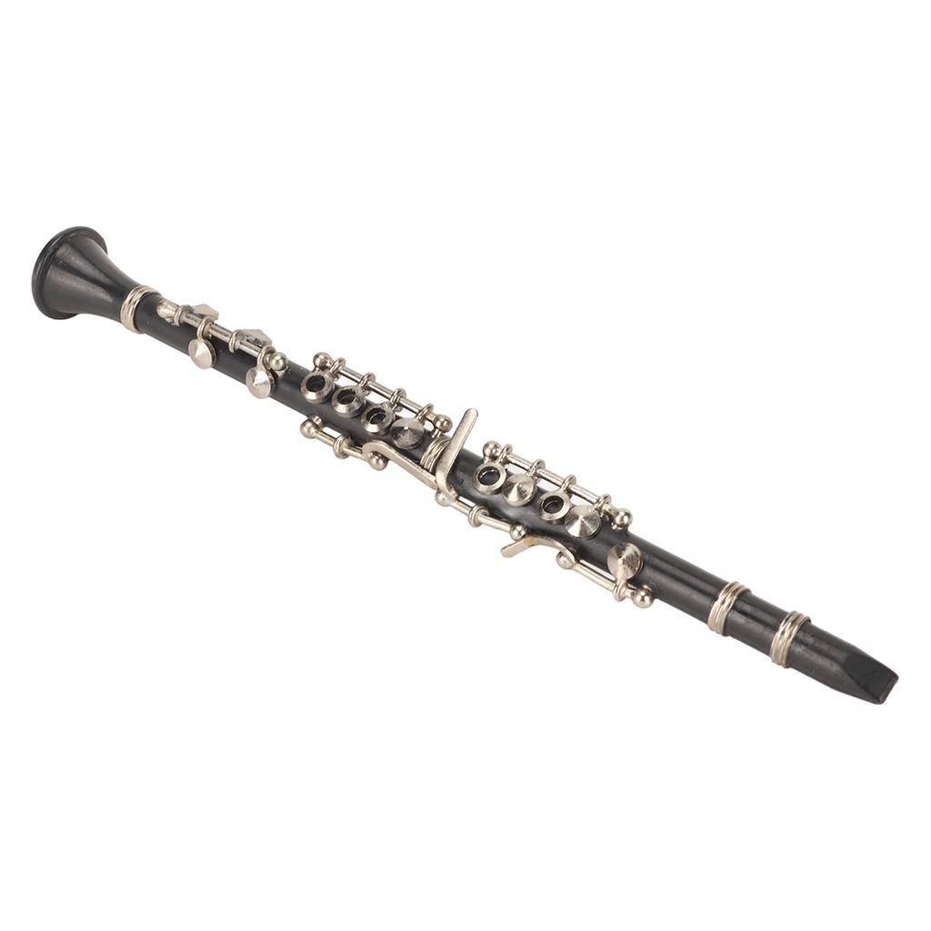 Miniature Clarinet Replica with Stand and Case Mini Musical Instrument Dollhouse Model Ornament 6.3