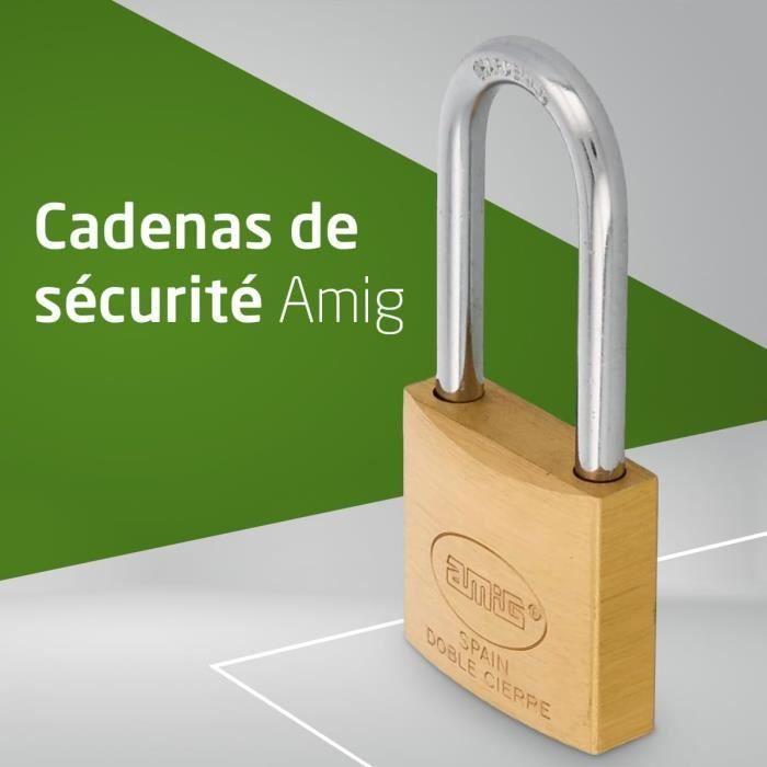 Cadenas de sécurité - amig - 60mm - laiton et acier traité - imperméable - 2 clés incluses