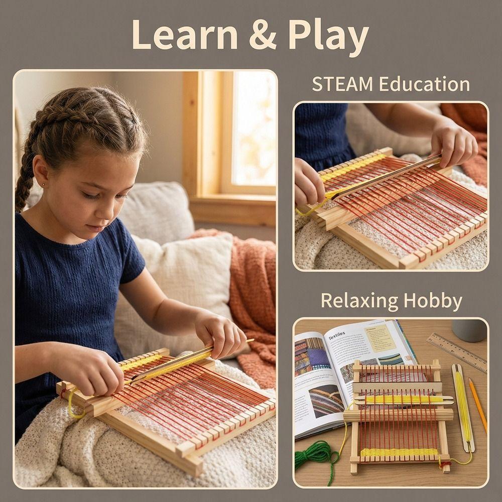 Minimalist Wooden Wooden Weaving Loom Detachable Mini Hand-Knitting Machine Lightweight DIY Weaving Tool Educational Use