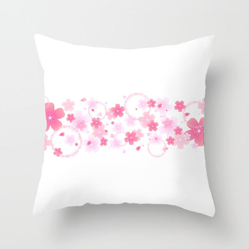 Peach Leather Velvet Fresh Pink Flower Pillowcase Home Sofa Pillow Cushion Cover Core-free