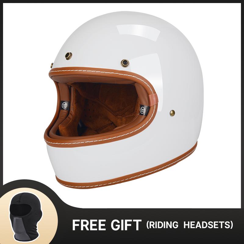 High Quality Super Lightweight Fiberglass Vintage Retro Full Face Helmet Motorcross Motorcycle Protection Helmets DOT Approved