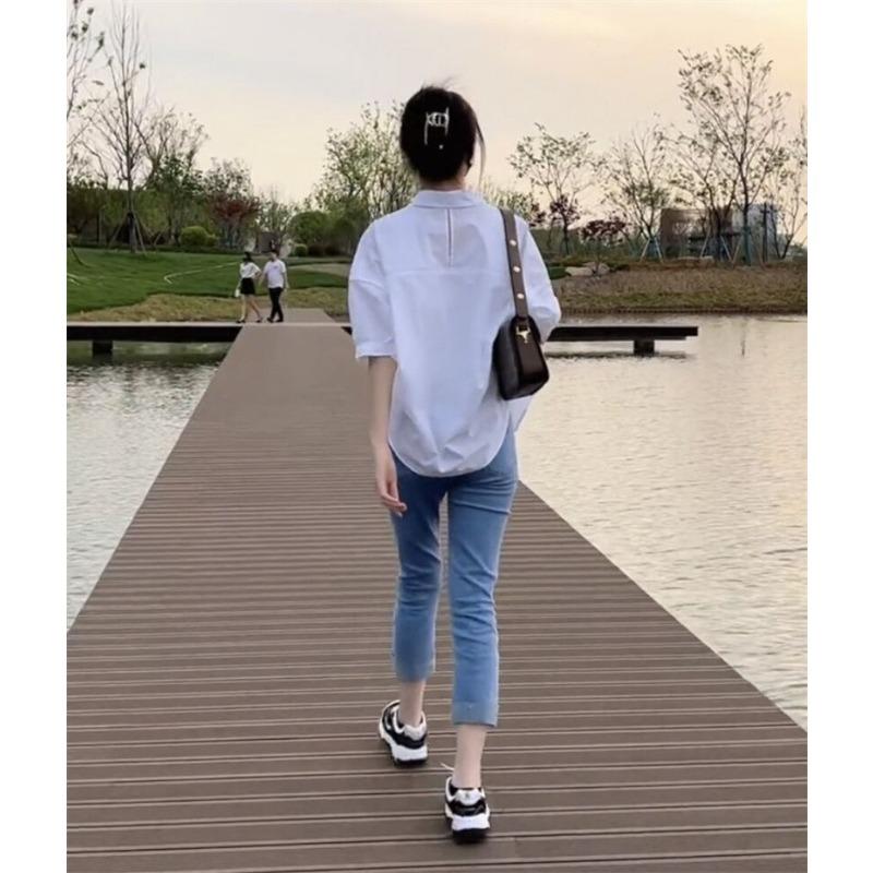 Women Loose Solid Half Sleeve Casual Blouse Shirt For Daily Commute