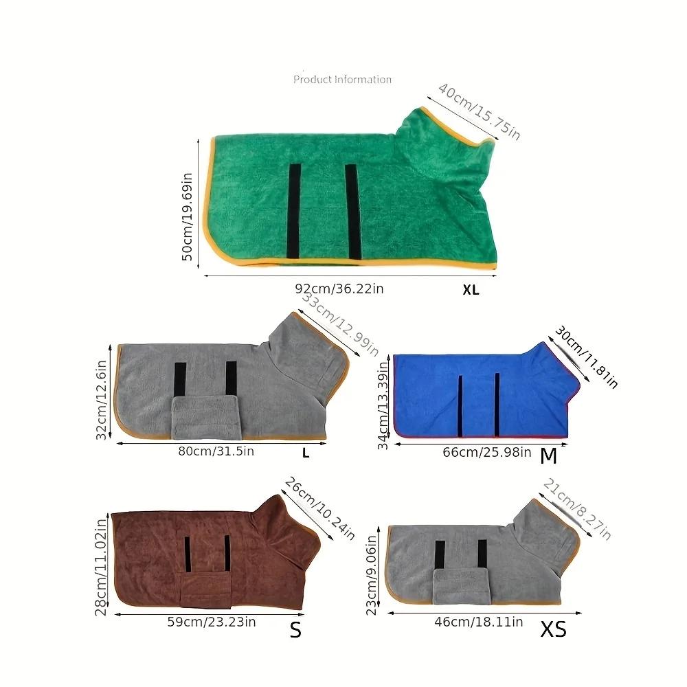 Halat de baie pentru câini, absorbant pentru animale de companie, cu uscare rapidă, prosop de baie pentru câini, prosop de baie pentru câini, mari, de talie mică, halat de baie, curat, absorbant, înveliș complet pentru corp.