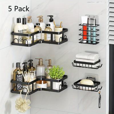 5/3 Racks 1pc Kitchen&Bathroom Organizer Storage Drain Rack, No Punching Required,large Capacity Space-Efficient Home Corner Rack.