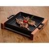 Lava Cast Iron Square Grill Pan. Dual Handle, With Wooden Platter 26X26cm.