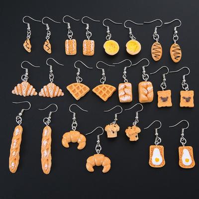 1 Pair Drop Earrings Bread Funny Jewelry Long Lasting Bright Luster Hook Earrings for Daily Wear