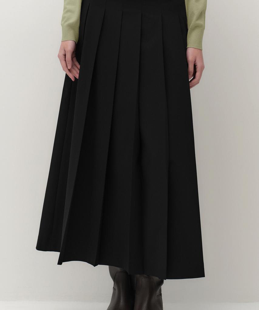 Musinsa Standard Woman Women'S Low-Waisted Pleated Maxi Skirt [Black]