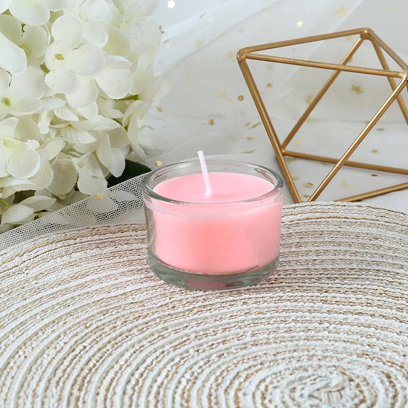 

Маленький круглый стеклянный стакан подсвечник Подсвечник Удаляет Аромат День Святого Валентина Выражение Романтический ужин при свечах Ароматическая свеча glass pink (in multiples of 6)