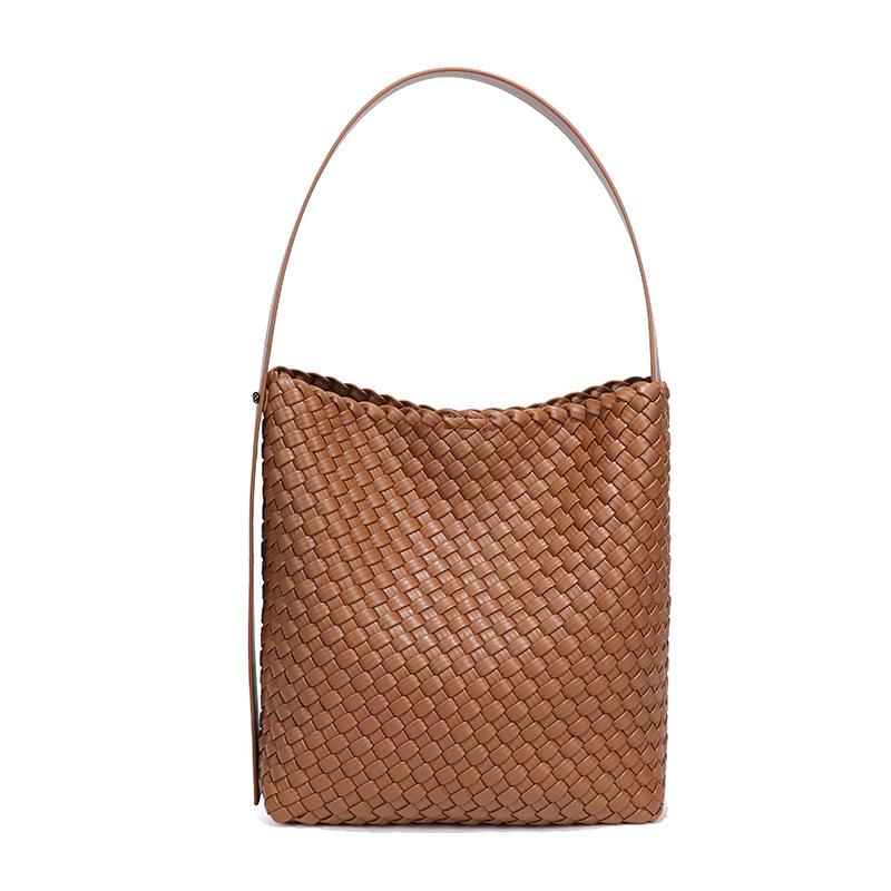 Große Eimertasche für Herbst und Winter, gewebte Damentasche, Unterarmtasche mit einer Schulter, trendige Tragetasche für Mutter und Kind