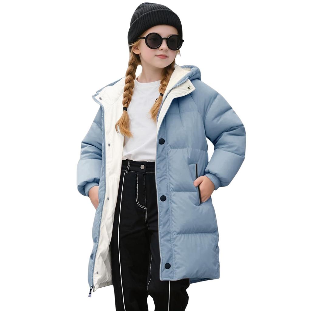 Girls' Fashion Cotton Coat Children's Mid-Length Thickened Padded Jacket