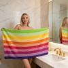 Rainbow Gradient Striped Beach Towel Quick Dry Sand Free Oversized Bath Towel for Pool Travel Summer Vacation