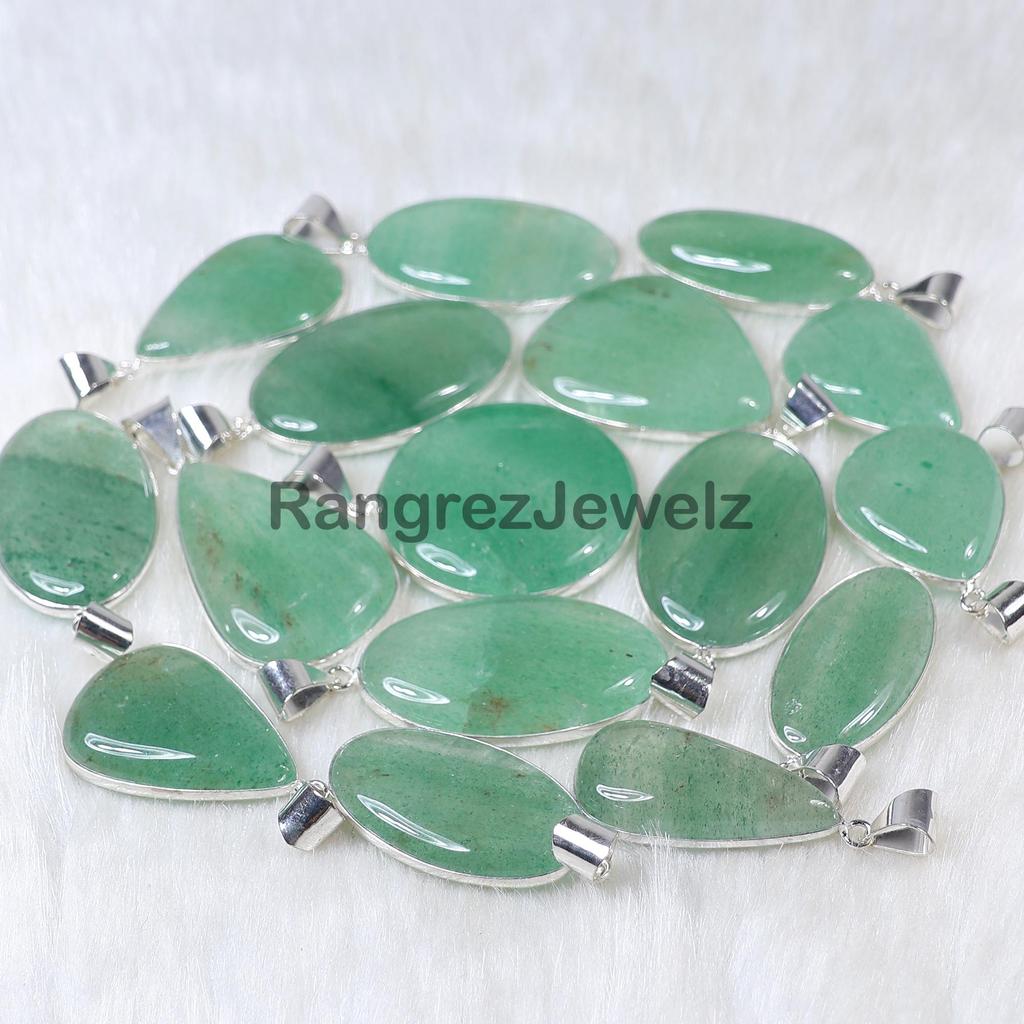 Strawberry Quartz Pendant Bezel Pendant Crystal Green Strawberry Quartz Gemstone Pendant Sterling Silver Pendant Girls Pendant Aventurine Necklace