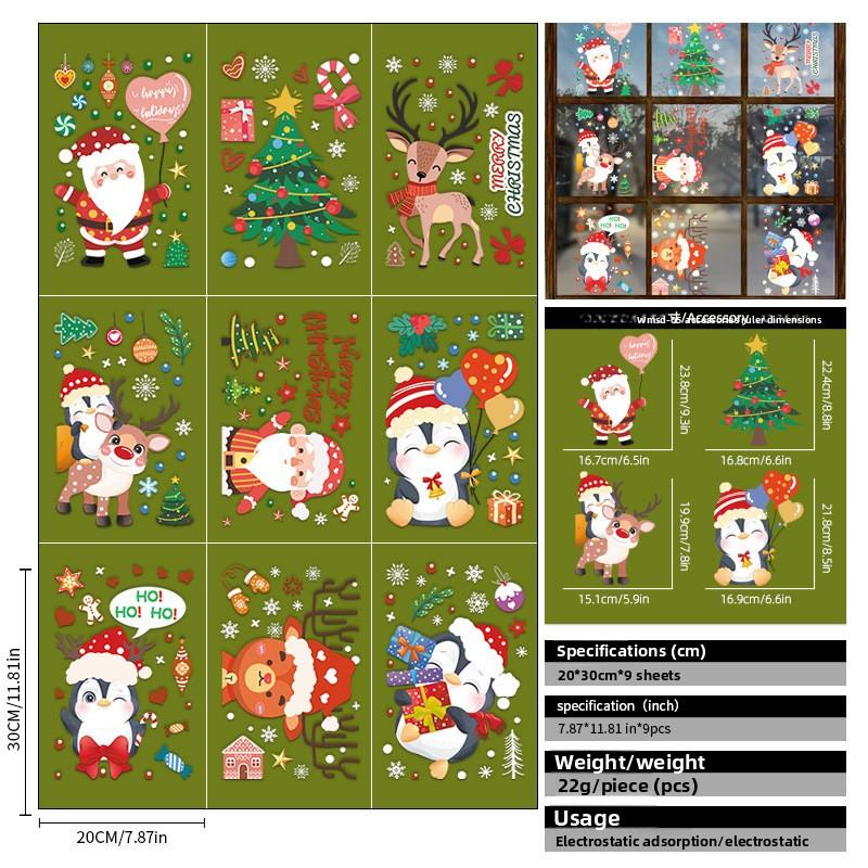 

Рождественский гном Электростатическая наклейка на стекло Украшение Снеговик Атмосферные наклейки WMSD-5