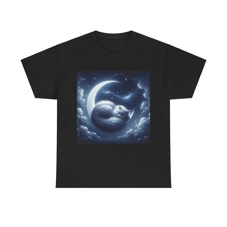 Unisex Adult T Shirt Cat Moon Night Sky Artwork Dreamy 4XL