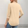 Women's Top 3/4 Sleeve V-neck Color Lace Patchwork Casual Blouses