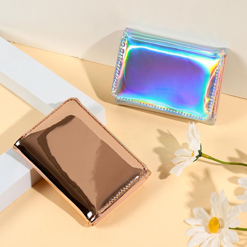 Three Fold Leather Small Slim Fashion Laser Women Wallet Multiple Card Slots Credit Card and ID Card Holder Women Wallet