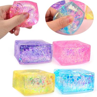 Juguete Sensorial Fidget Cubo de Hielo Transparente - Suave para Apretar Estirar Alivio del Estrés para Adultos Niños Color Aleatorio 1 Paquete