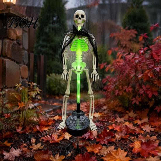 Halloween Party Supplies 2Pcs Solar Skeleton Yard Stake, LED Garden Lights, Waterproof Wireless Stakes Realistic Skull Figurines for Outdoor