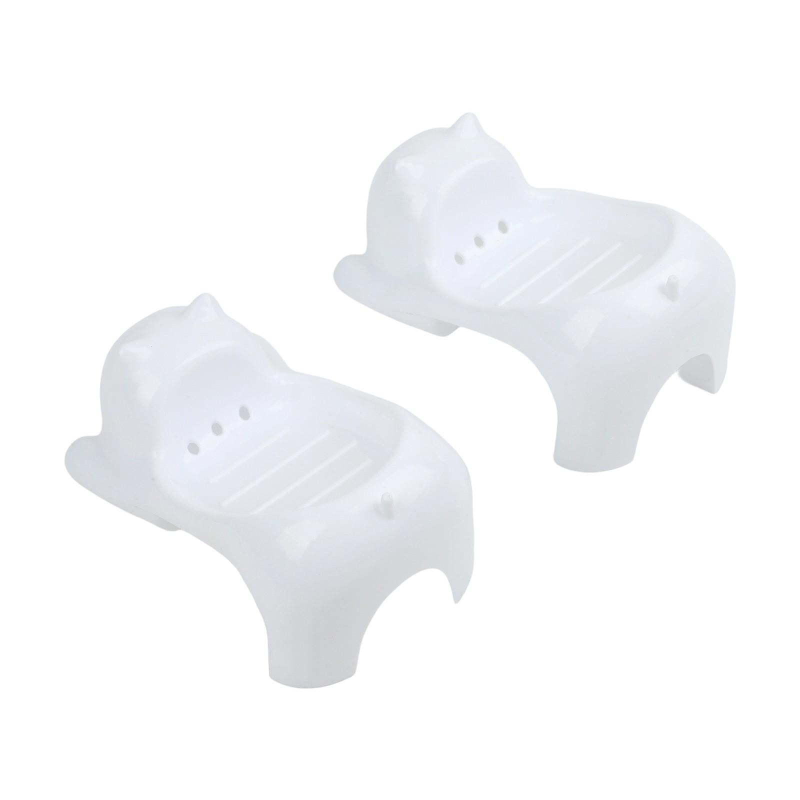 

Cat-Shaped Soap Dish Drainage Soap Tray Non-Slip Holder Multi-layer Design 2PCS