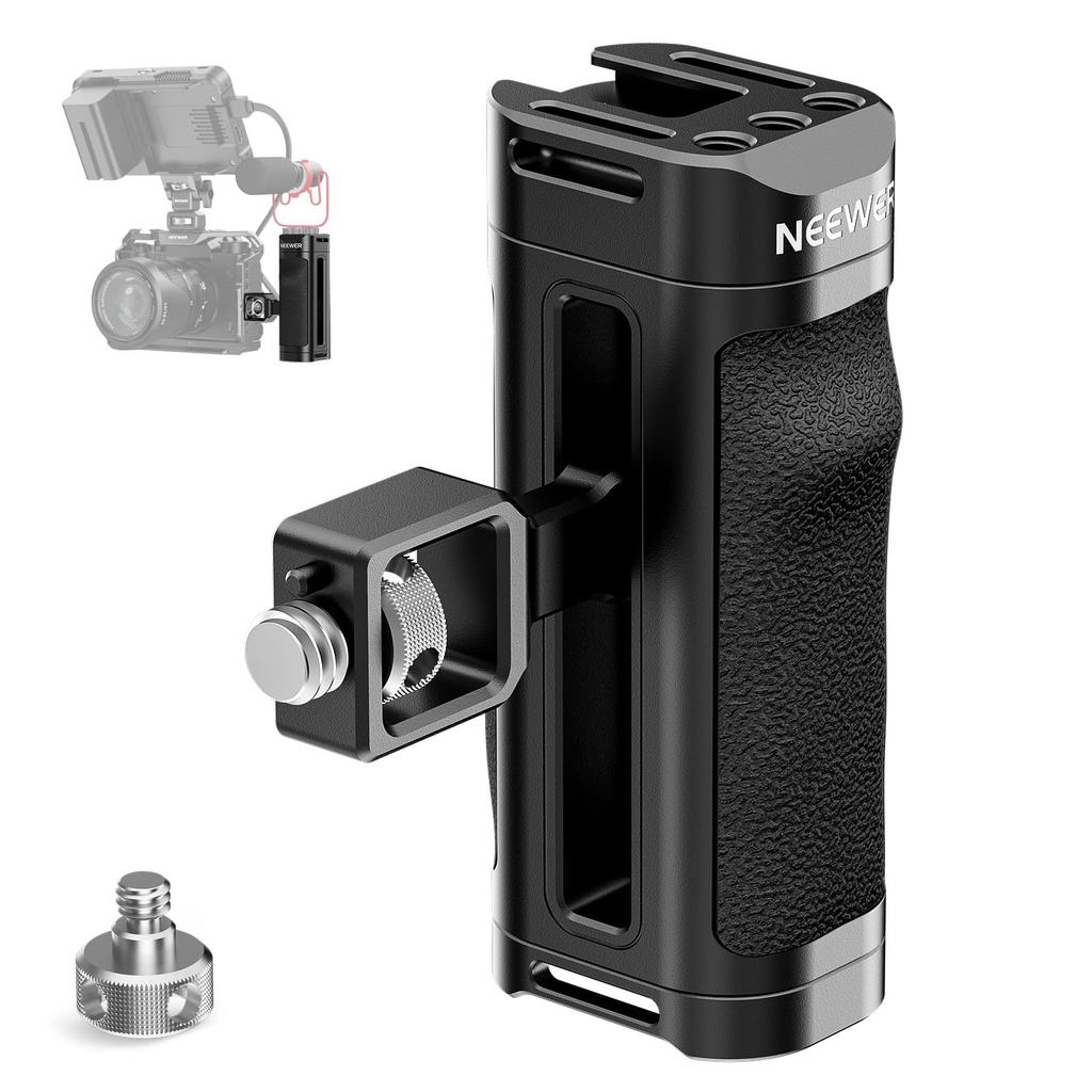 NEEWER CA069H Side Universal Side Hand Grip for Camera Lightweight Construction with Contoured Alignment Vertical Adjustment and Cold Shoe Handle,