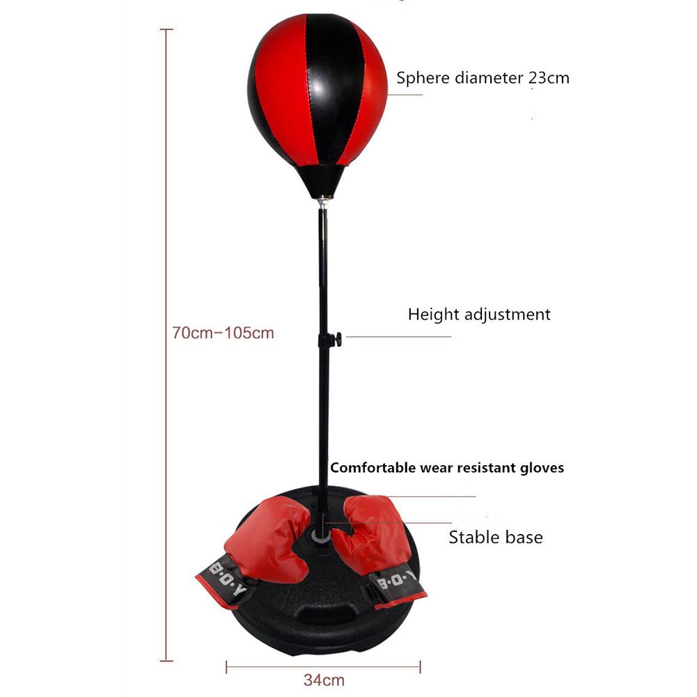 Children Gloves Stand Boxing with Punching Ball Hand Pump and Adjustable Height Stand