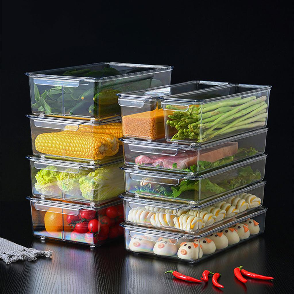 Modular Food Storage Container Transparent PET Refrigerator Organiser Space Efficient Kitchen Cabinet Organiser