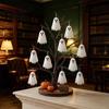Indoor Halloween Party Props Glowing Ghost Tree Tabletop Decor, LED Lighted with Kid Friendly Ornaments Hanging for Home, Fireplace Mantel,