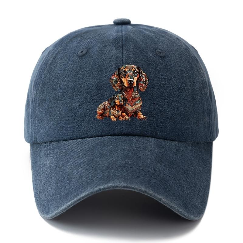 Dog cartoon printed baseball cap with curved edges for casual outdoor sports, parties, camping, truck driver hat