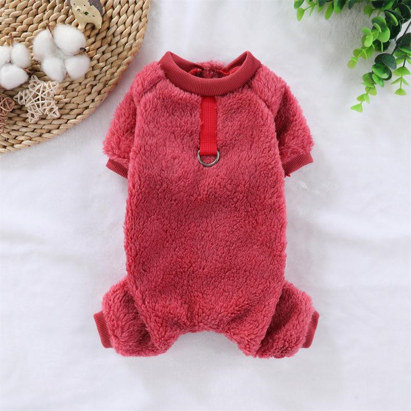 Pet Cozy Double-Sided Fleece Four-Legged Autumn/Winter Outfit for Dogs and Cats - Leash Compatible, No Hood