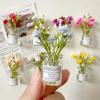 8pcs Glow In The Dark Mini Flower Vase Fridge Magnets Artificial Flowers Glass Bottle Refrigerator Stickers Kitchen Decor Gift