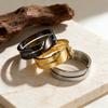 Kissmoon Minimalist Fashion Geometric Slanted Notch Couple Stainless Steel Ring for Men Women Wedding Band Party Jewelry Gifts