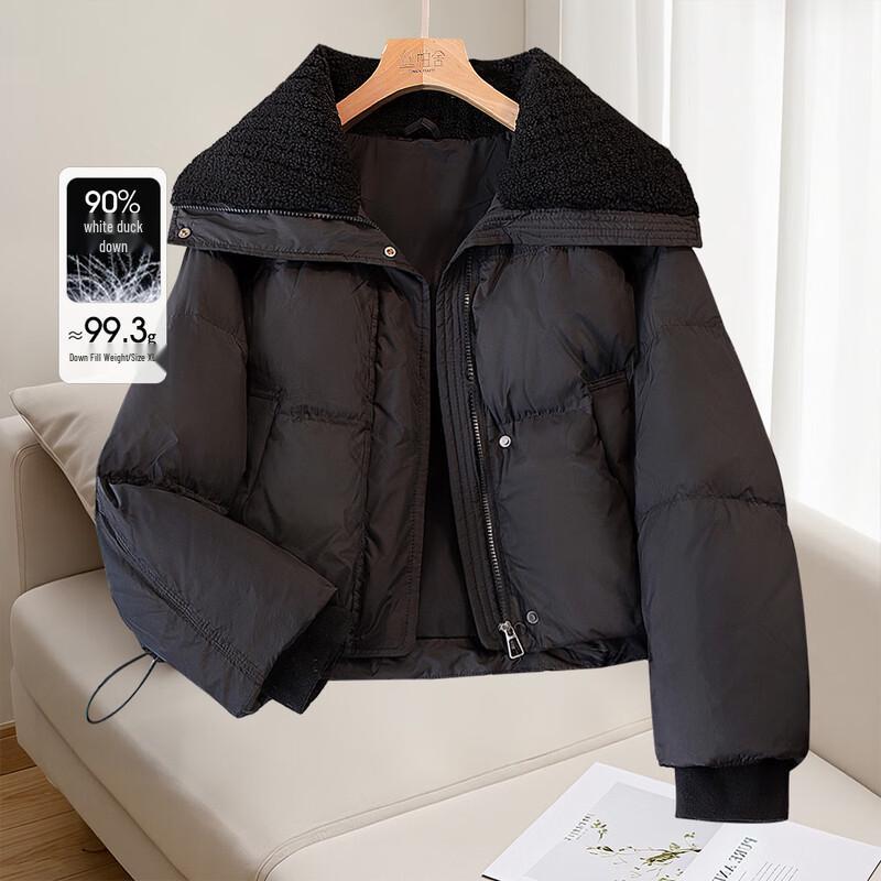 

Sibaishe Women s 90% Down Lapel Short Puffer Jacket XL