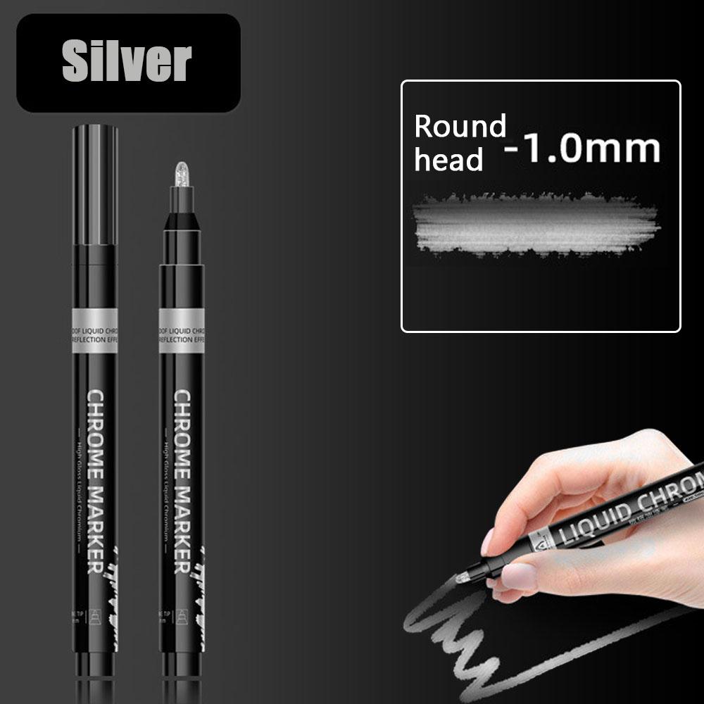 Chrome Mirror Marker Pen 0.7/1/2mm DIY Reflective Art Paint Pen Permanent Color Markers Gold Silver Bronze Marker Car Styling