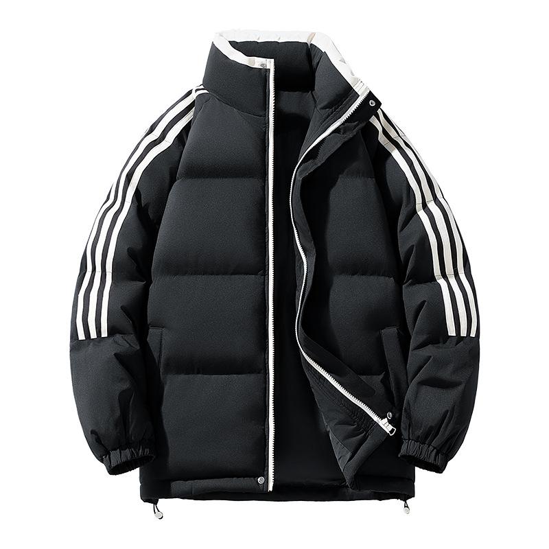 Striped Hooded Cotton-padded Coat Men's Winter New Loose High Street Fashion Youth Casual Warm Cotton Jacket