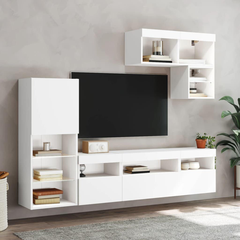Vidaxl 6-Piece LED TV Furniture Set, White